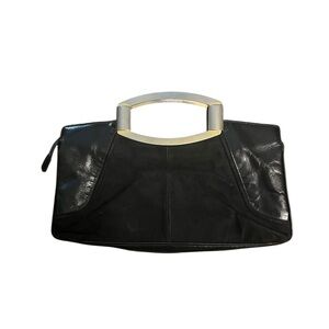 Vintage Black Suede Top-Handle Handbag